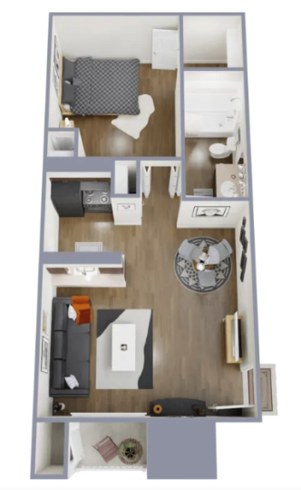 a floor plan of a two bedroom apartment at The  Dahlia